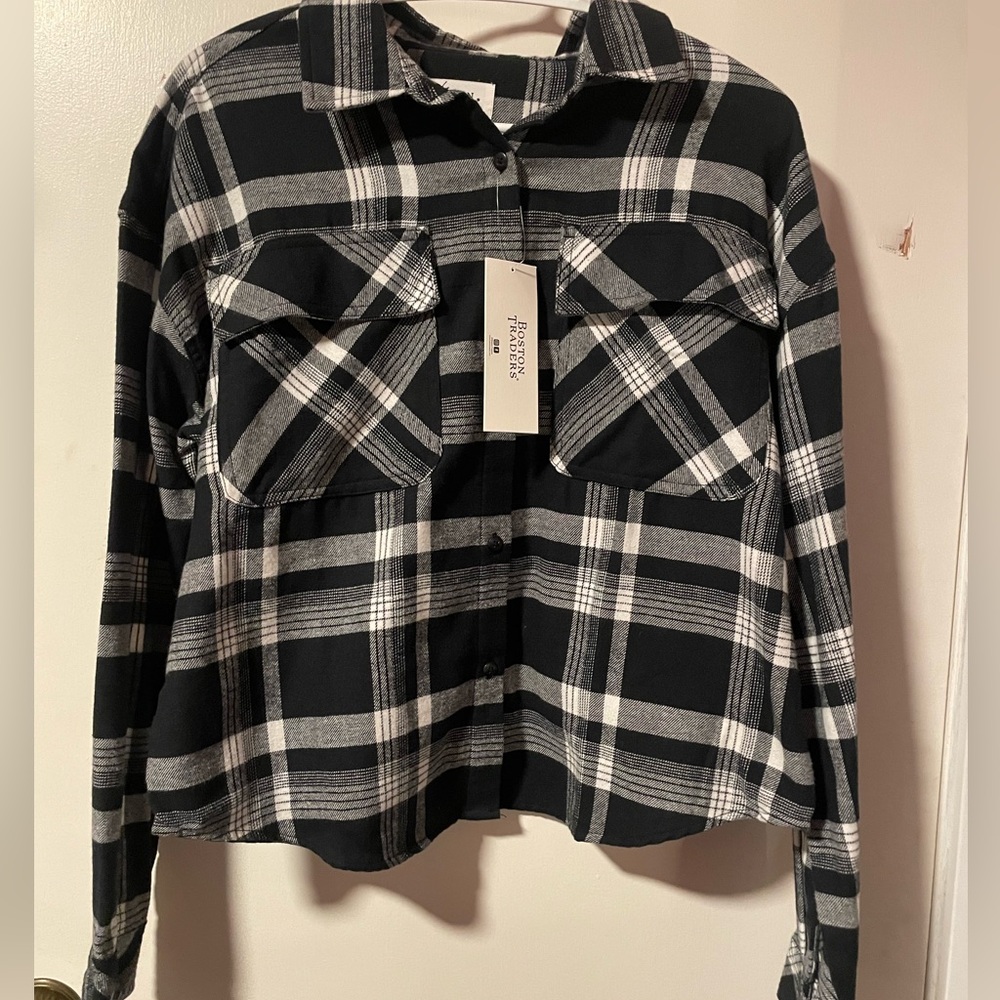 Boston Traders Black and White Plaid Button Down Shirt